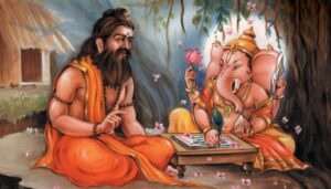 Lord Ganesha writing the Vedas